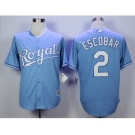 Men Kansas City Royals #2 Alcides Escobar Light Blue 2016 Official Cool Base Jersey