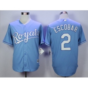 Men Kansas City Royals #2 Alcides Escobar Light Blue 2016 Official Cool Base Jersey