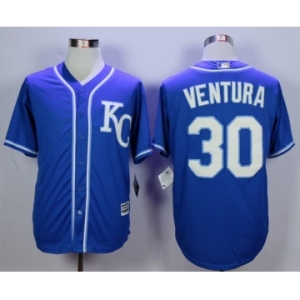 Men Kansas City Royals #30 Yordano Ventura Blue 2016 Official Cool Base Jersey