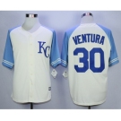 Men Kansas City Royals #30 Yordano Ventura Cream 2016 Official Cool Base Jersey