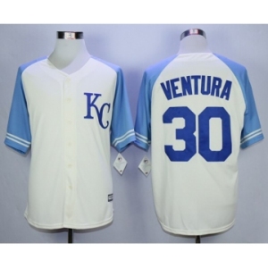 Men Kansas City Royals #30 Yordano Ventura Cream 2016 Official Cool Base Jersey