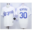 Men Kansas City Royals #30 Yordano Ventura White 2016 Official Cool Base Jersey