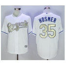 Men Kansas City Royals #35 Eric Hosmer Majestic White 2015 World Series Champions Gold Program Cool Base Jersey