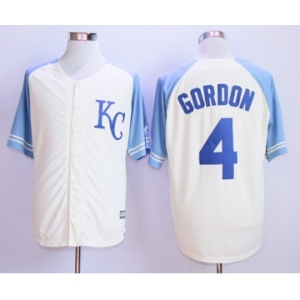Men Kansas City Royals #4 Alex Gordon Cream 2016 Official Cool Base Jersey