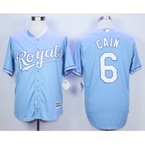 Men Kansas City Royals #6 Lorenzo Cain Light Blue 2016 Official Cool Base Jersey
