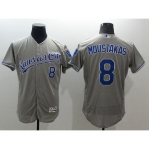 Men Kansas City Royals #8 Mike Moustakas Majestic grey Flexbase Authentic Collection Player Jersey