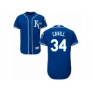 Men Majestic Kansas City Royals #34 Trevor Cahill Blue Flexbase Authentic Collection MLB Jersey