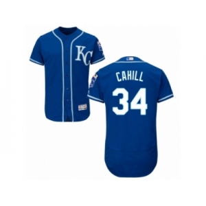 Men Majestic Kansas City Royals #34 Trevor Cahill Blue Flexbase Authentic Collection MLB Jersey