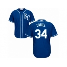 Men Majestic Kansas City Royals #34 Trevor Cahill Replica Blue Alternate 2 Cool Base MLB Jersey