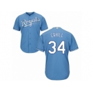 Men Majestic Kansas City Royals #34 Trevor Cahill Replica Light Blue Alternate 1 Cool Base MLB Jersey