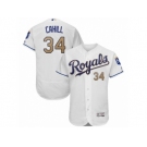 Men Majestic Kansas City Royals #34 Trevor Cahill White Flexbase Authentic Collection MLB Jersey