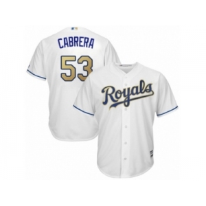 Men Majestic Kansas City Royals #53 Melky Cabrera Replica White Home Cool Base MLB Jersey