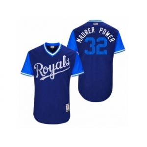 Men's 2017 Little League World Series Royals Brandon Maurer #32 Maurer Power Royal Jersey