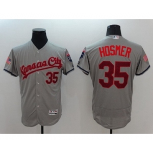 Men's Kansas City Royals #35 Eric Hosmer Majestic Gray Fashion Stars & Stripes Flex Base Player Jersey