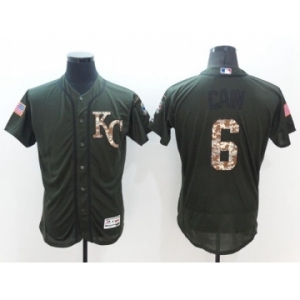 Men's Kansas City Royals #6 Lorenzo Cain Majestic Green Salute to Service Flexbase Authentic Collection Jersey