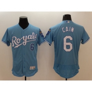 Men's Kansas City Royals #6 Lorenzo Cain Majestic Light Blue Flexbase Authentic Collection Player Jersey
