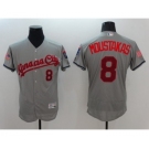 Men's Kansas City Royals #8 Mike Moustakas Majestic Gray Fashion Stars & Stripes Flex Base Player Jersey