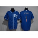 Men's Majestic Kansas City Royals #1 Jarrod Dyson Blue USA Flag Fashion MLB Jersey