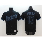 Men's Majestic Kansas City Royals #13 Salvador Perez Lights Out Black Flexbase Authentic Collection MLB Jersey