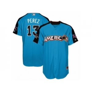 Men's Majestic Kansas City Royals #13 Salvador Perez Replica Blue American League 2017 MLB All-Star MLB Jersey