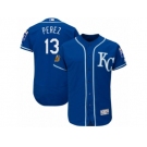 Men's Majestic Kansas City Royals #13 Salvador Perez Royal Blue 2017 Spring Training Authentic Collection Flex Base MLB Jersey