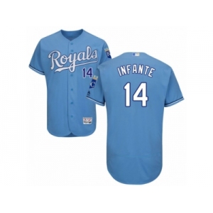 Men's Majestic Kansas City Royals #14 Omar Infante Light Blue Flexbase Authentic Collection MLB Jersey