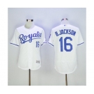 Men's Majestic Kansas City Royals #16 B.Jackson White Flexbase Authentic Collection MLB Jerse