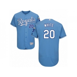 Men's Majestic Kansas City Royals #20 Frank White Light Blue Flexbase Authentic Collection MLB Jersey