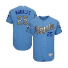 Men's Majestic Kansas City Royals #25 Kendrys Morales Authentic Light Blue 2015 World Series Champions Gold Program FlexBase MLB Jersey