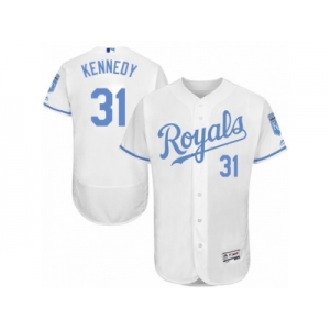 Men's Majestic Kansas City Royals #31 Ian Kennedy Authentic White 2016 Father's Day Fashion Flex Base MLB Jersey