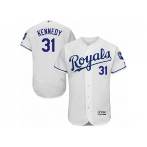 Men's Majestic Kansas City Royals #31 Ian Kennedy White Flexbase Authentic Collection MLB Jersey