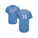 Men's Majestic Kansas City Royals #36 Edinson Volquez Light Blue Flexbase Authentic Collection MLB Jersey