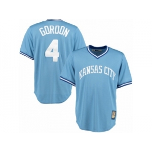 Men's Majestic Kansas City Royals #4 Alex Gordon Replica Light Blue Cooperstown MLB Jersey
