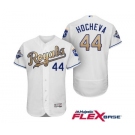 Men's Majestic Kansas City Royals #44 Luke Hochevar Authentic White 2015 World Series Champions Gold Program FlexBase MLB Jersey