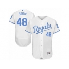 Men's Majestic Kansas City Royals #48 Joakim Soria Authentic White 2016 Father's Day Fashion Flex Base MLB Jersey