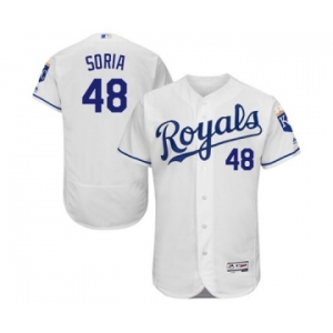 Men's Majestic Kansas City Royals #48 Joakim Soria White Flexbase Authentic Collection MLB Jersey