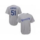 Men's Majestic Kansas City Royals #51 Jason Vargas Replica Grey Road Cool Base MLB Jersey