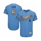 Men's Majestic Kansas City Royals #6 Lorenzo Cain Authentic Light Blue 2015 World Series Champions Gold Program FlexBase MLB Jersey