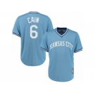 Men's Majestic Kansas City Royals #6 Lorenzo Cain Authentic Light Blue Cooperstown MLB Jersey