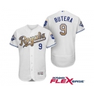 Men's Majestic Kansas City Royals #9 Drew Butera Authentic White 2015 World Series Champions Gold Program FlexBase MLB Jersey