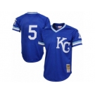 Men's Mitchell and Ness 1989 Kansas City Royals #5 George Brett Authentic Royal Blue Throwback MLB Jersey