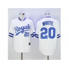 Mitchell And Ness Kansas City Royals #20 Frank White White Throwback Stitched Baseball Jersey