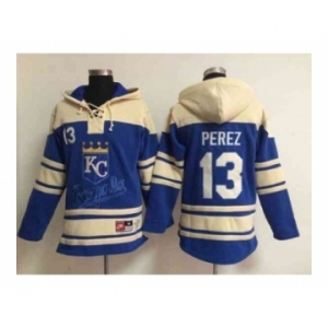 mlb jerseys kansas city royals #13 perez blue[pullover hooded sweatshirt]