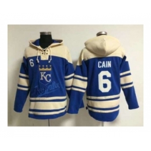 mlb jerseys kansas city royals #6 cain blue[pullover hooded sweatshirt]