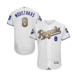 mlb jerseys kansas city royals #8 moustakas white world series champions gold