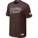 MLB Milwaukee Brewers Brown Nike Short Sleeve Practice T-Shirt