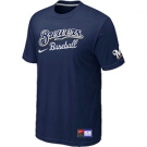 MLB Milwaukee Brewers D.Blue Nike Short Sleeve Practice T-Shirt