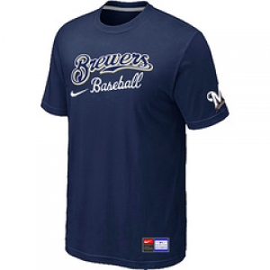 MLB Milwaukee Brewers D.Blue Nike Short Sleeve Practice T-Shirt