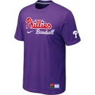 MLB Philadelphia Phillies Nike Short Sleeve Practice T-Shirt Purple