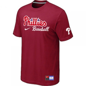 MLB Philadelphia Phillies Nike Short Sleeve Practice T-Shirt Red